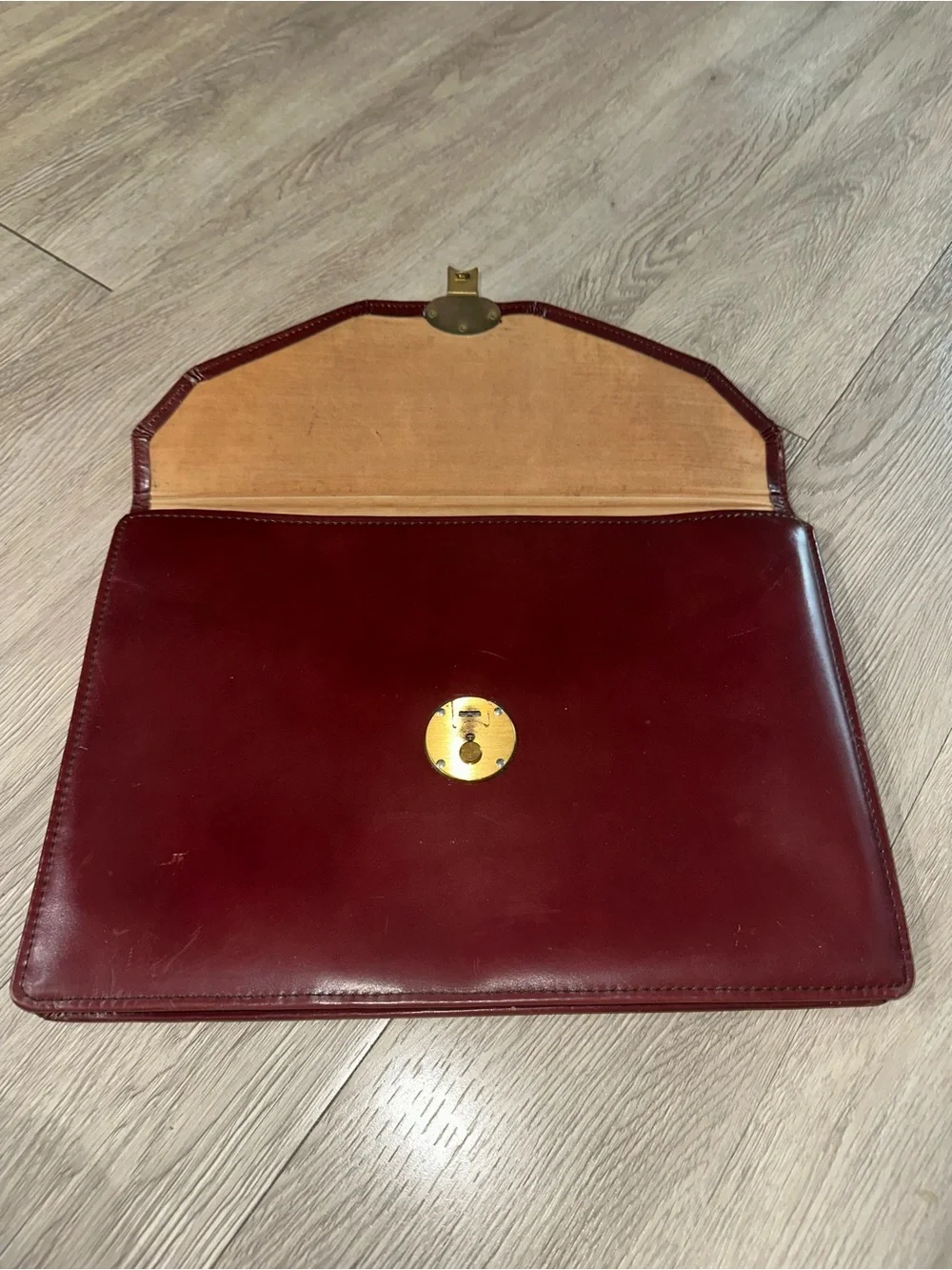 Vtg Burnt Red Leather Business Attaché Portfolio Laptop Case